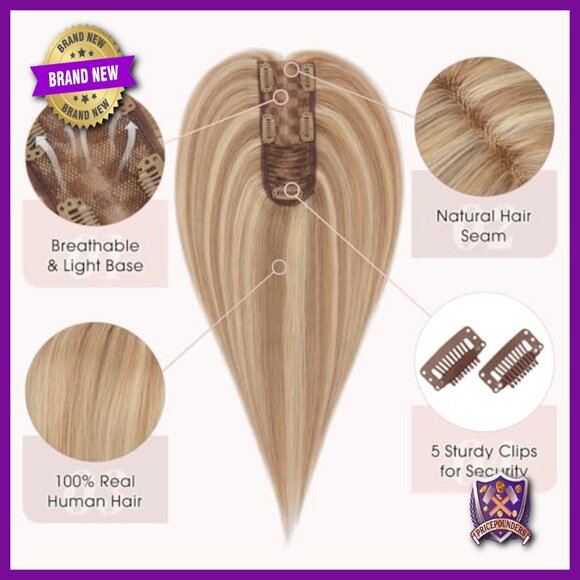 Human Hair Topper 14 Inch Silk Base 2.25x6 Inches Lightweight Hairpiece main image 4
